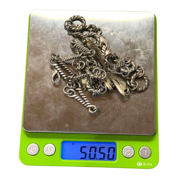 Vintage Silver Horse Head Necklace Equestrian Twisted Chain Southwest 31" - Picture 6 of 8